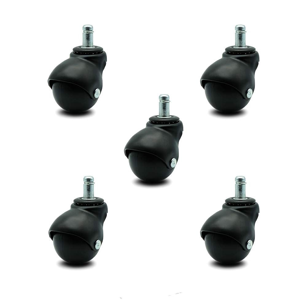 Flat Black 2 Inch Swivel Ball Casters with Top Plate Set of 4 O4369