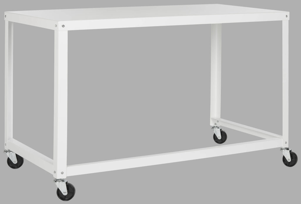 White Writing Desk with Casters A949243