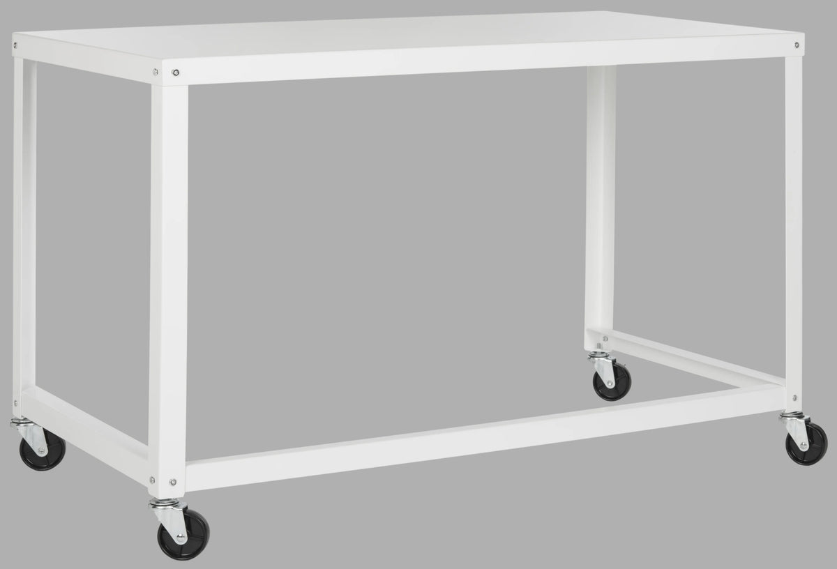 White Writing Desk with Casters A949243