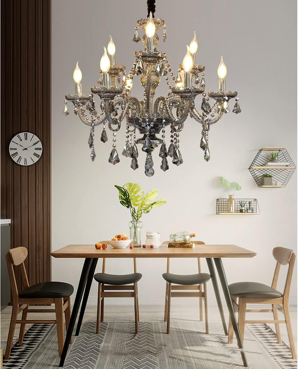 K9 Crystal Chandelier, Double Layer 9 Light Pendant Light Fixture U993