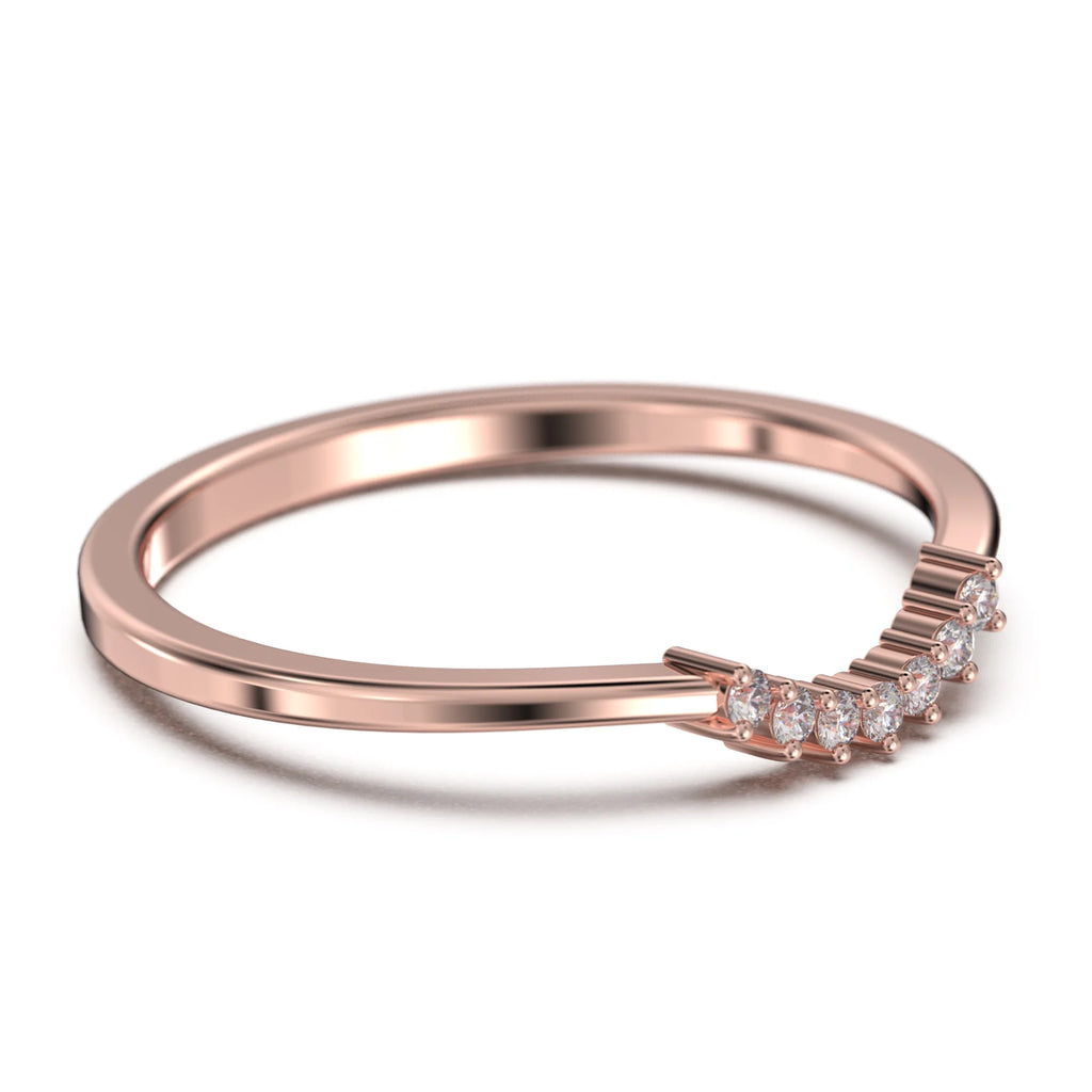 10K Rose Gold Crescent Diamond Wedding Band A46020