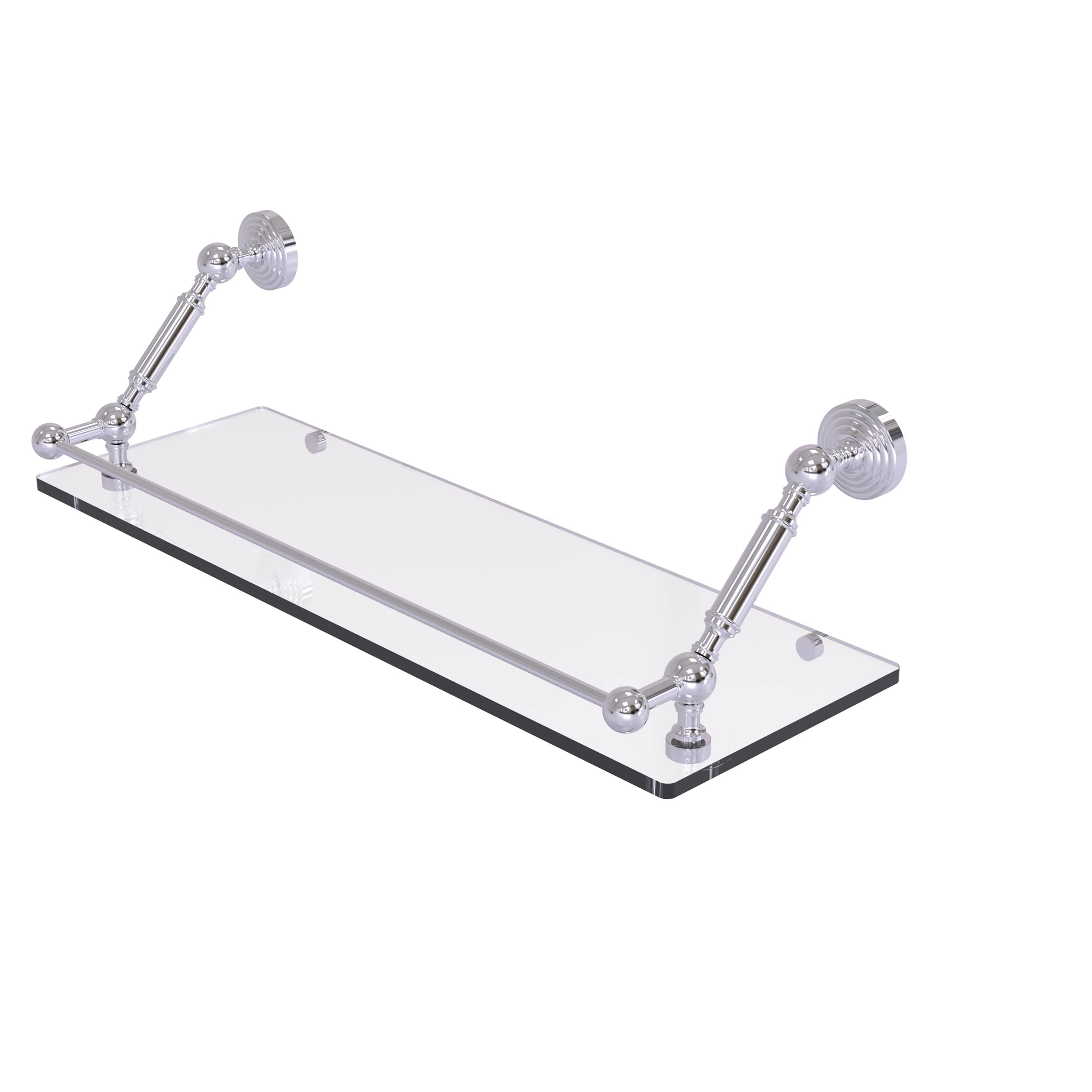 Polished Chrome 24 inch Floating Glass Shelf with Gallery Rail F341