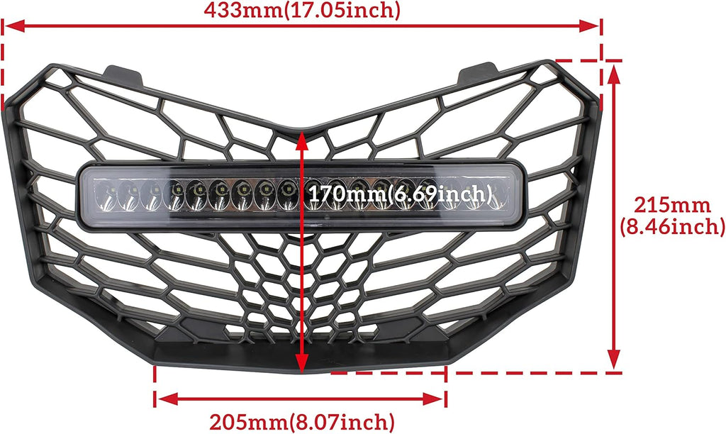 Front Mesh Grille with LED Light Bar for Can-Am Maverick Trail Sport Max 2018-2021 R7701