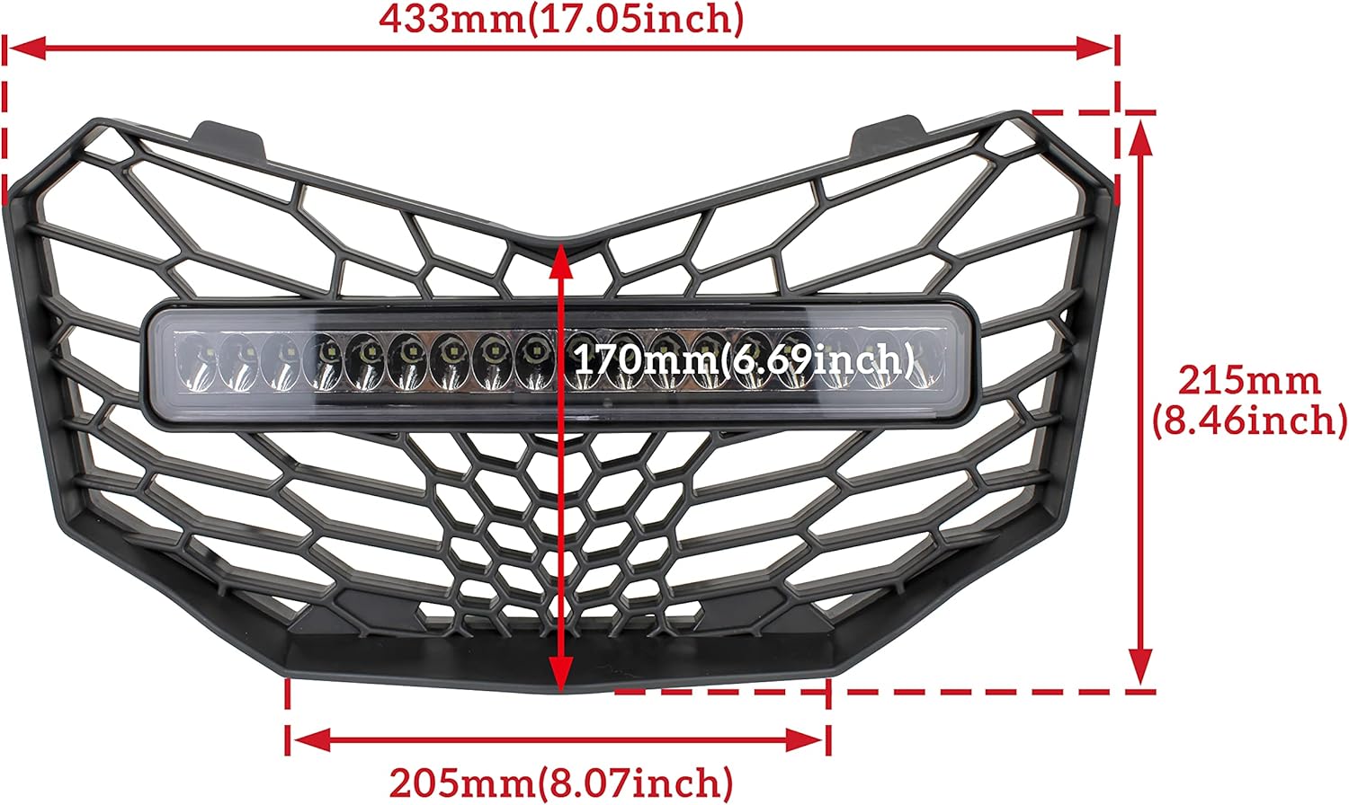 Front Mesh Grille with LED Light Bar for Can-Am Maverick Trail Sport Max 2018-2021 R7701