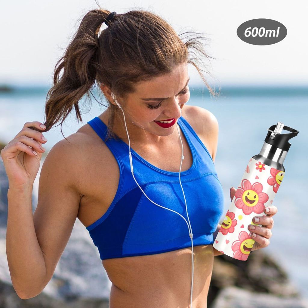 Pink Insulated Stainless Steel Water Bottle with Straw Lid 20 oz N8896