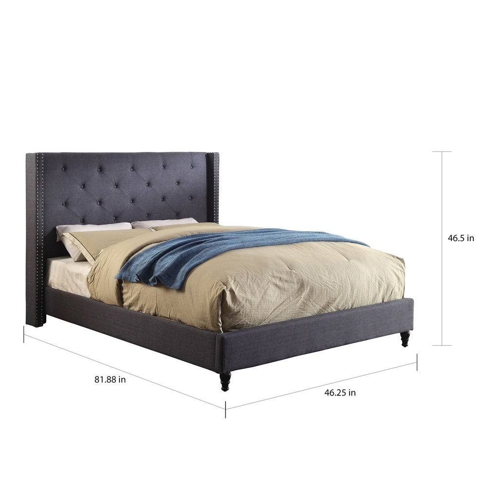 Queen Warm Grey Linen-Like Platform Bed P726517