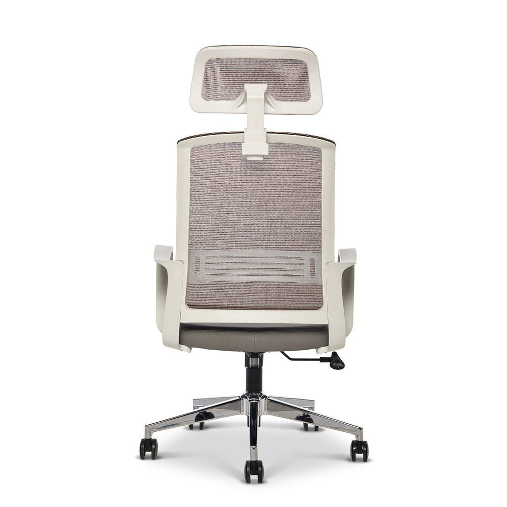 Ergonomic Mesh/Fabric High-Back Task Chair with Headrest, Black/Gray/White M235