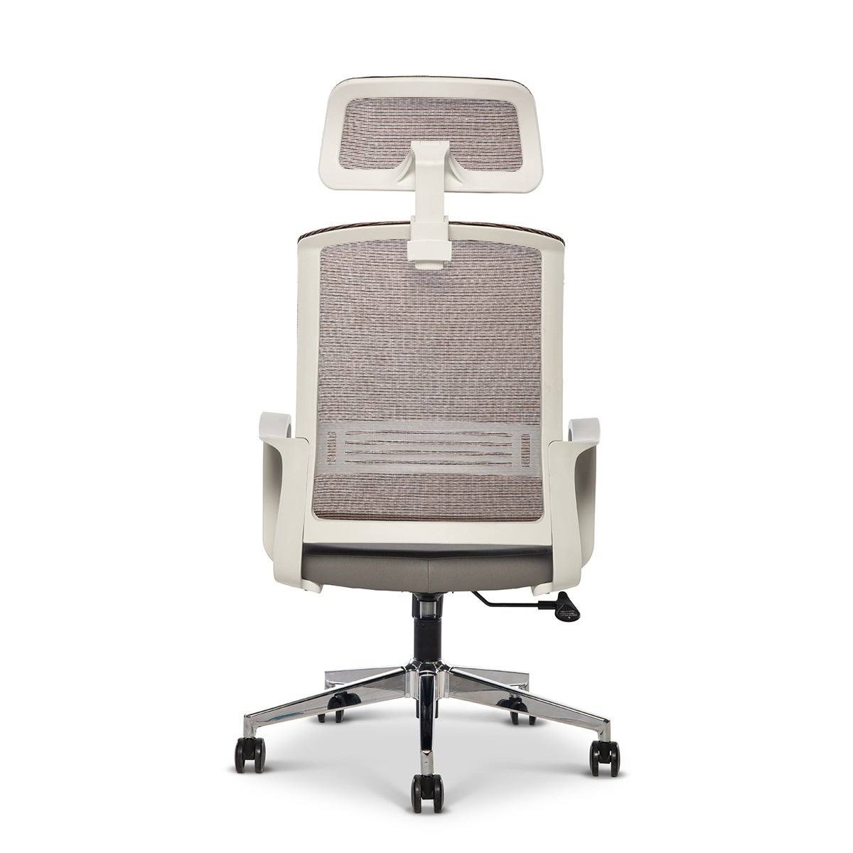 Ergonomic Mesh/Fabric High-Back Task Chair with Headrest, Black/Gray/White M235