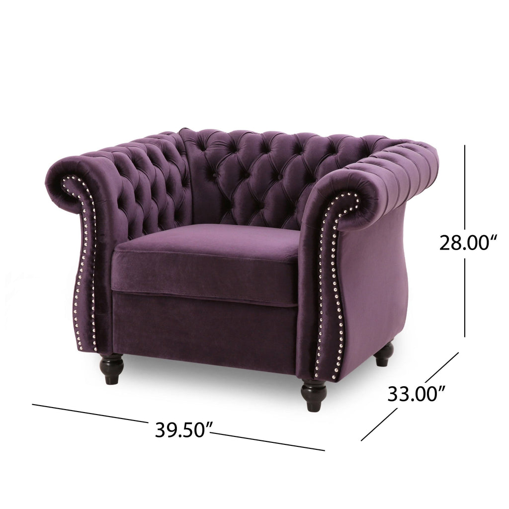 Dark Gray Velvet Club Chair C4521