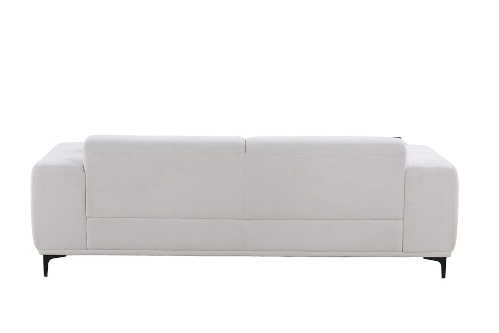 Beige 3 Seater Sofa with 2 Walnut Tray Tables T637