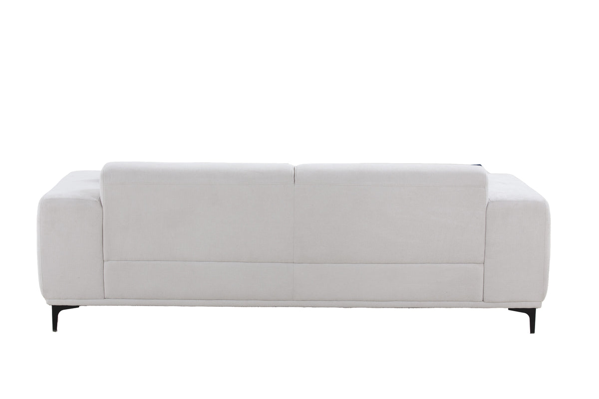 Beige 3 Seater Sofa with 2 Walnut Tray Tables T637