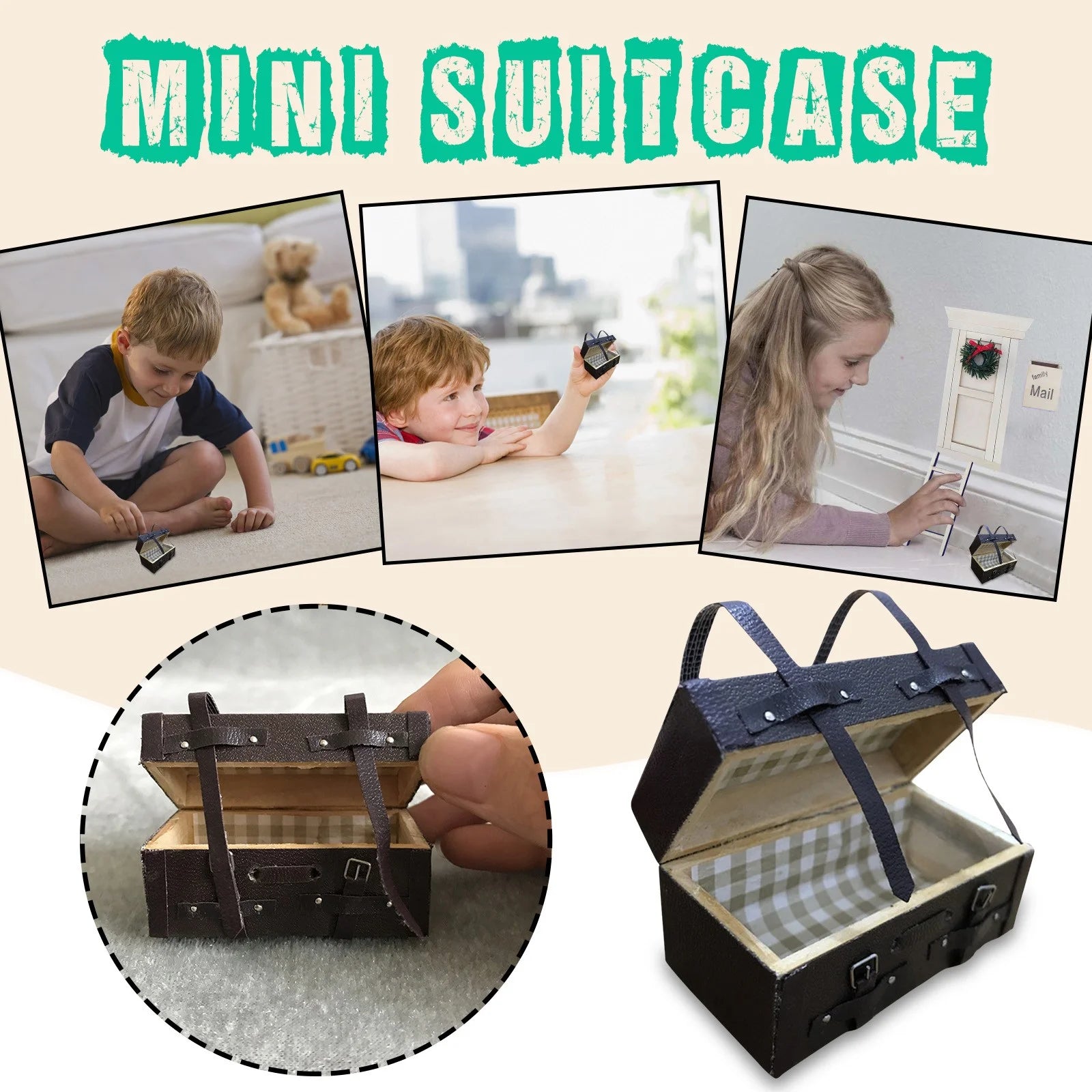 Retro Mini Leather Suitcase Home Decor I89576
