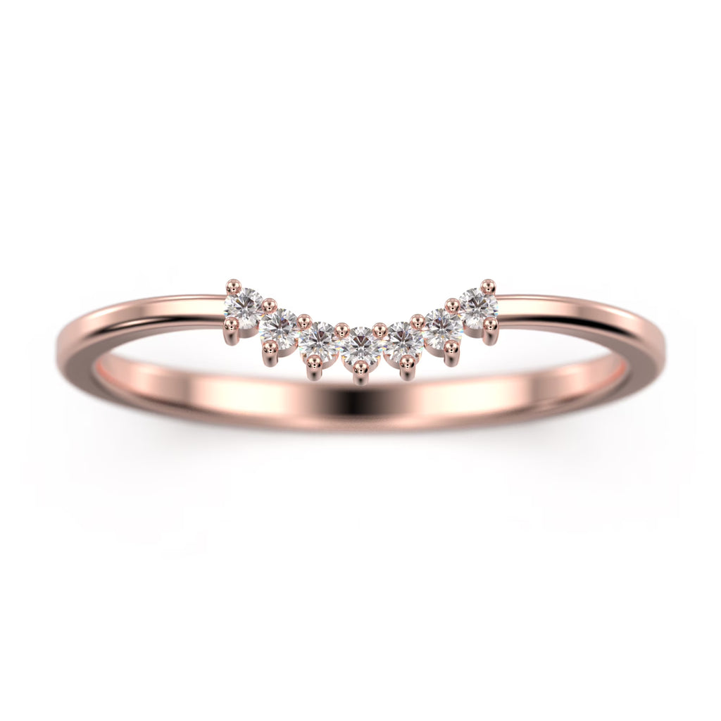 10K Rose Gold Crescent Diamond Wedding Band A46020