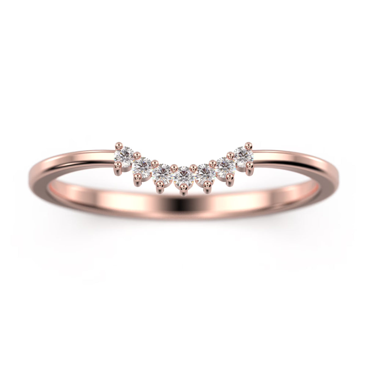 10K Rose Gold Crescent Diamond Wedding Band A46020