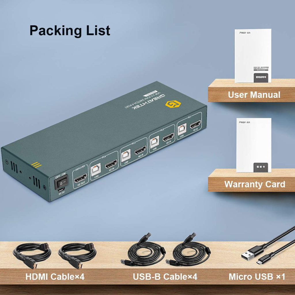 KVM Switch HDMI 4 Port 4K@60Hz 4USB 2.0 S699748