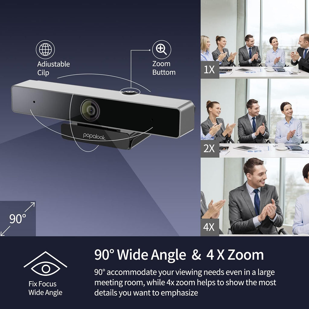 2K Ultra HD Zoomable Webcam with Dual Microphone and Privacy Cover G44155