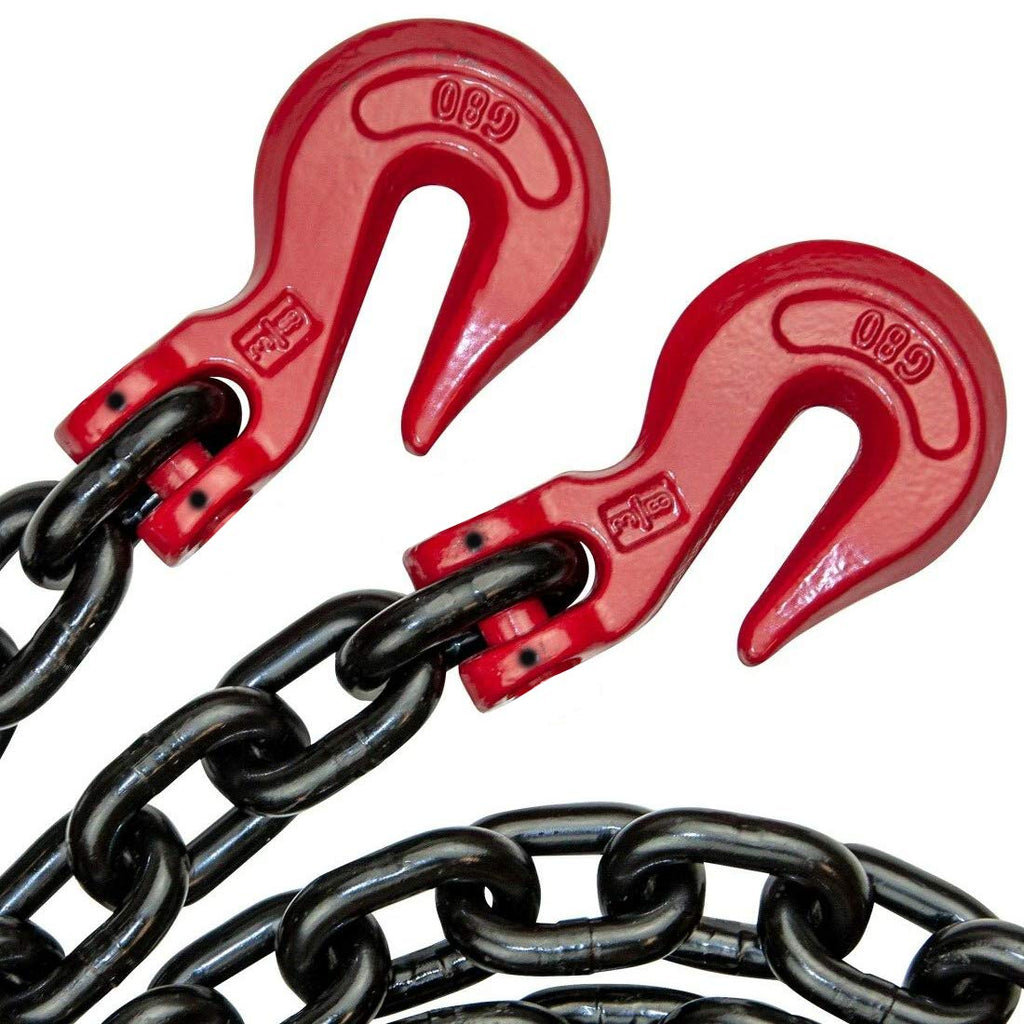 Grade 80 Black Binder Safety Chain with Grab Hooks, 3/8 x 20', 7100 lbs U3740