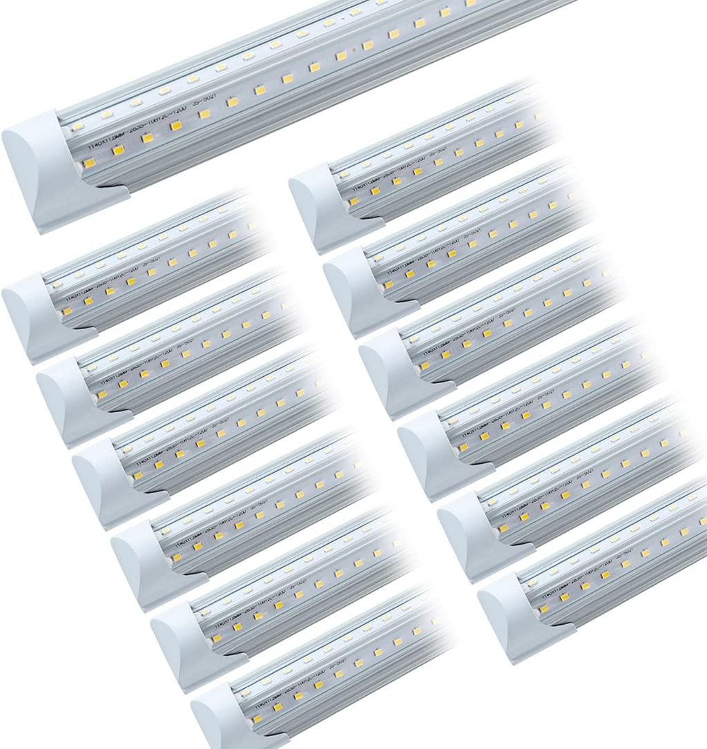 6 Pack T8 LED 4FT 40W Integrated V Shaped Tube Light, Linkable White Daylight 6000k with On/Off Switch Cable Clear Cover E17345