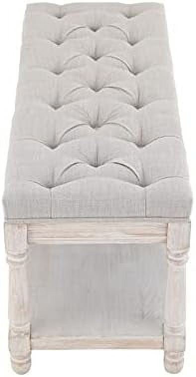 Gray Tufted Wood Entryway Bench H59961