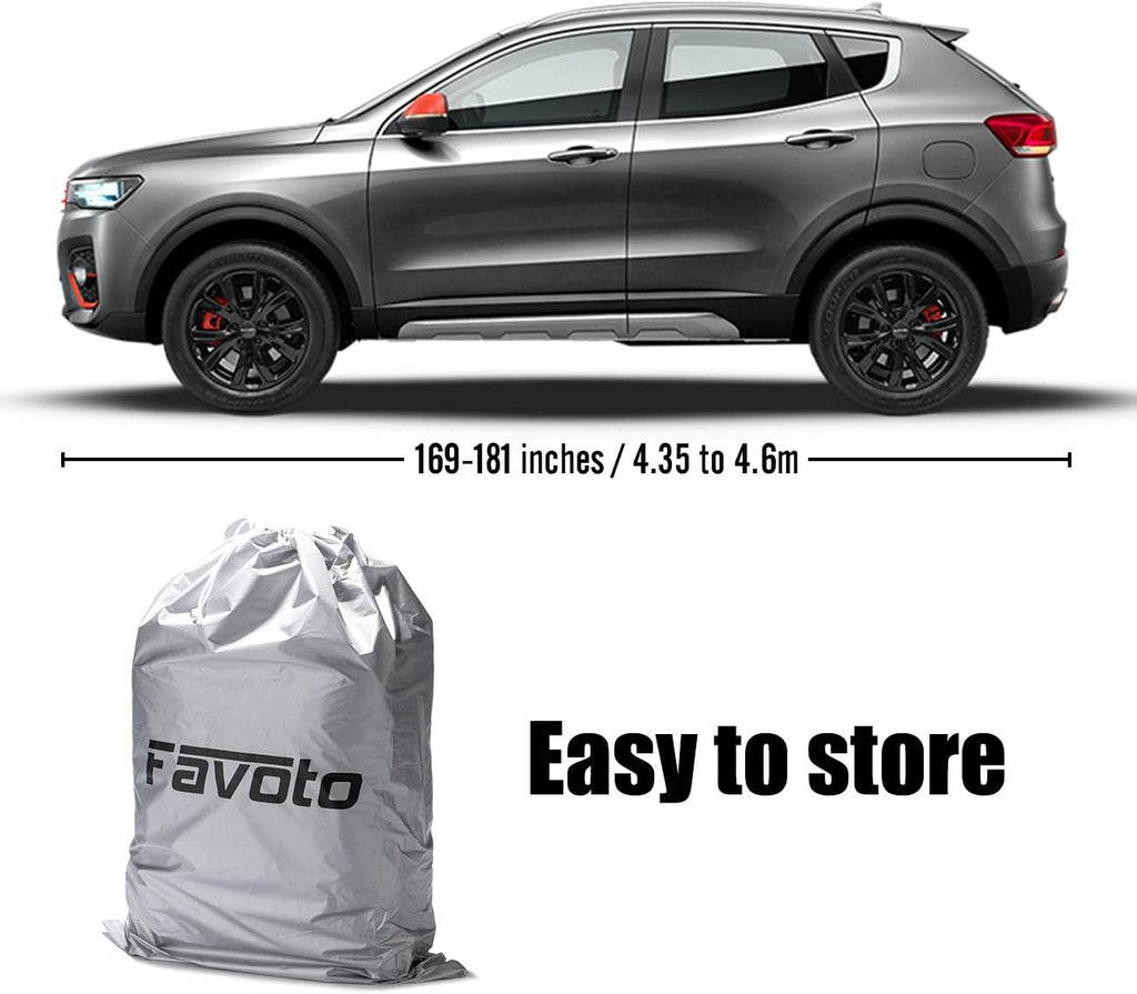 Car Cover SUV Cover Universal Fit 169 inch to 181 inch 5 Layer Waterproof Windproof Pack of 2 J67369