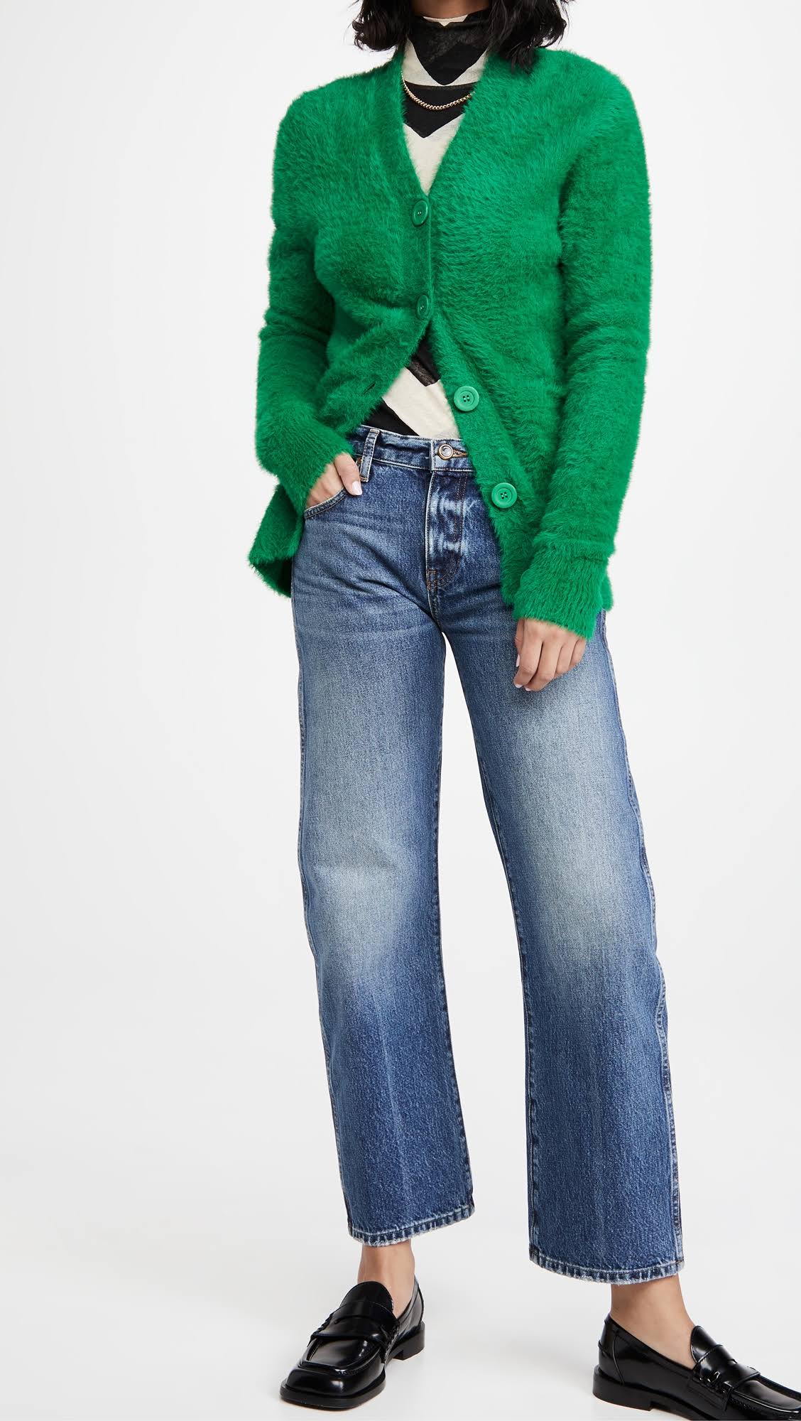 Green Fuzzy Cardigan S746
