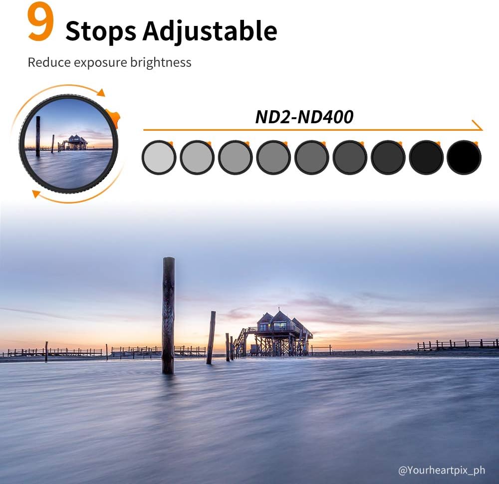 77mm Variable ND Filter ND2-ND400 with Multi-Layer Coatings AGC Glass H804