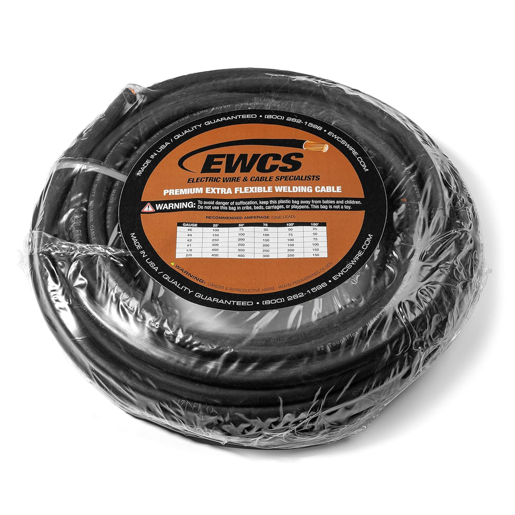 4 Gauge Extra Flexible Welding Cable 600 Volt Black 25 Feet Pack of 2 L826006