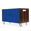 Walnut / Pacific Blue Toy Box Chest on Casters F1736