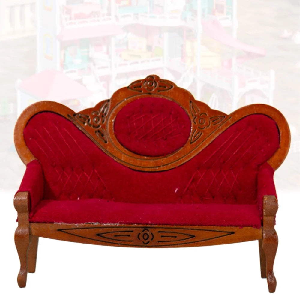 Walnut Wood Dollhouse Mini Sofa Z2245
