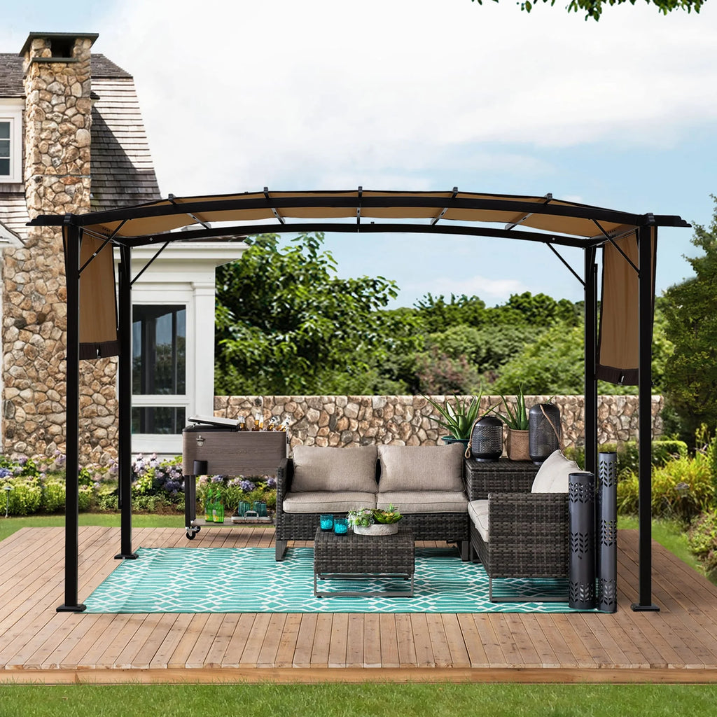 12 x 9 Ft Outdoor Patio Gazebo with Retractable Shade Canopy, Steel Frame I772