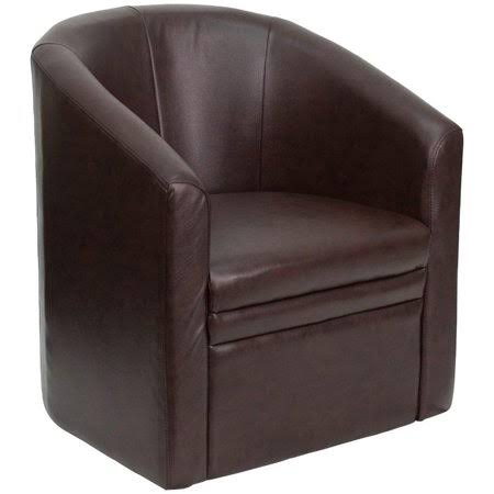 Brown Leather Barrel-Shaped Guest Chair V2475