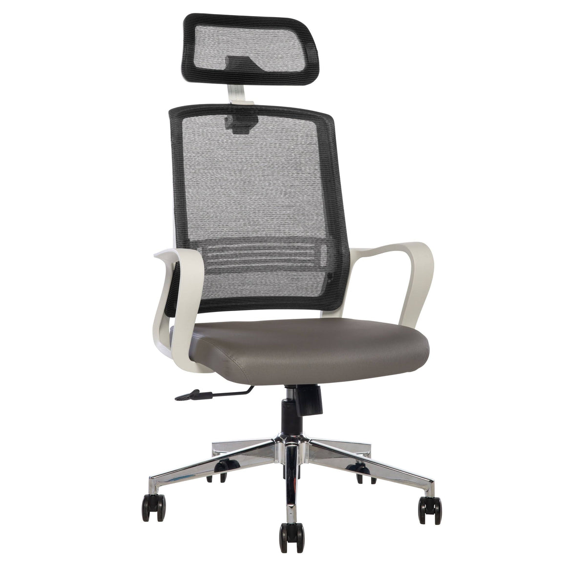 Ergonomic Mesh/Fabric High-Back Task Chair with Headrest, Black/Gray/White M235