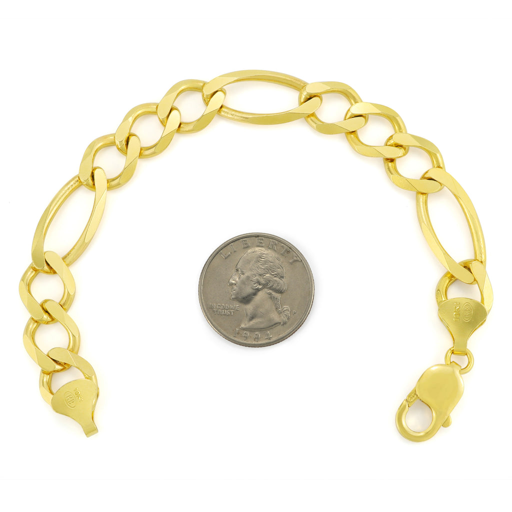 10k Yellow Gold Figaro Chain Link Bracelet U7454