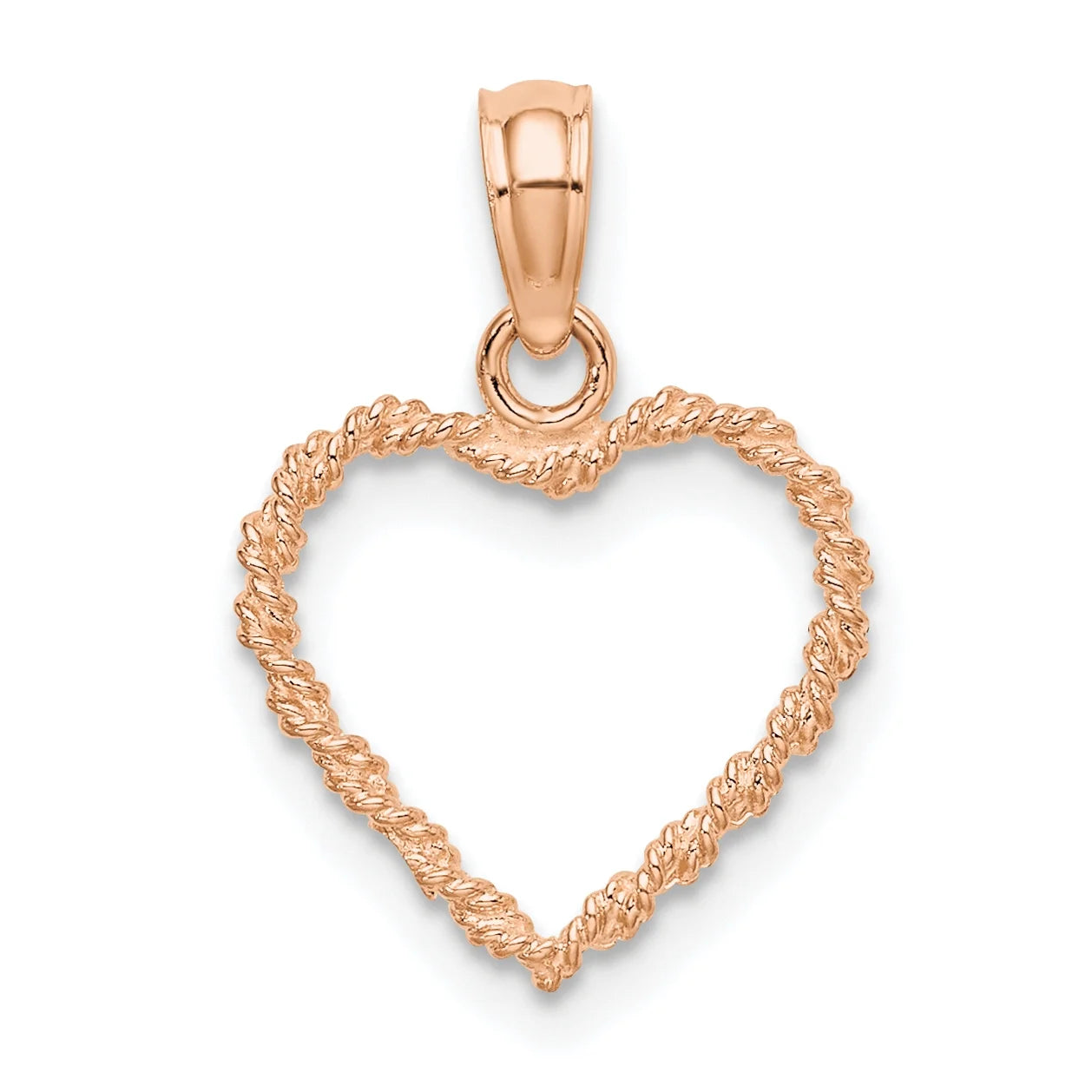 14K Rose Gold 3D Polished Rope Heart Pendant With 10K Yellow Gold Lightweight Rope Chain 16" G84739