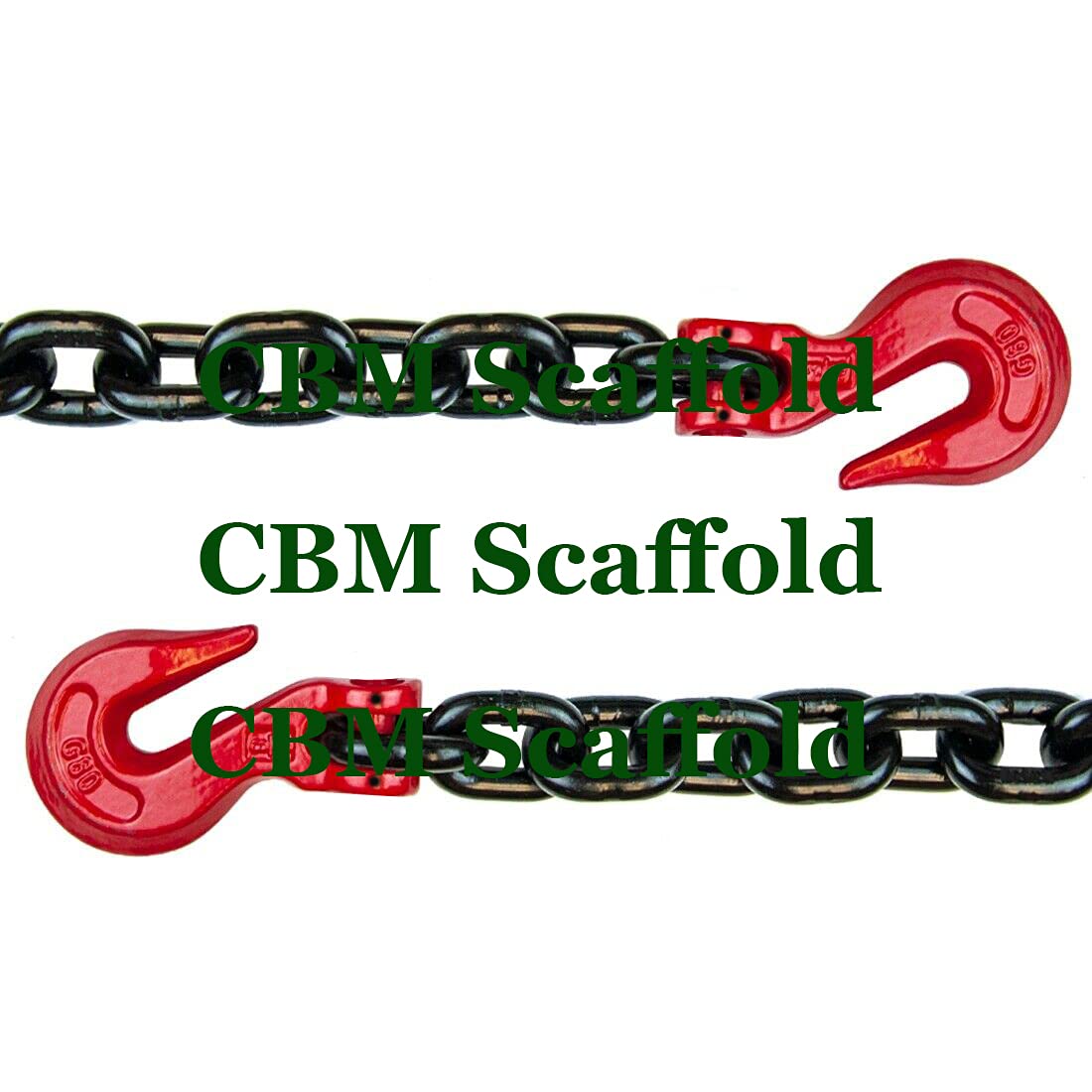 Grade 80 Black Binder Safety Chain with Grab Hooks, 3/8 x 20', 7100 lbs U3740