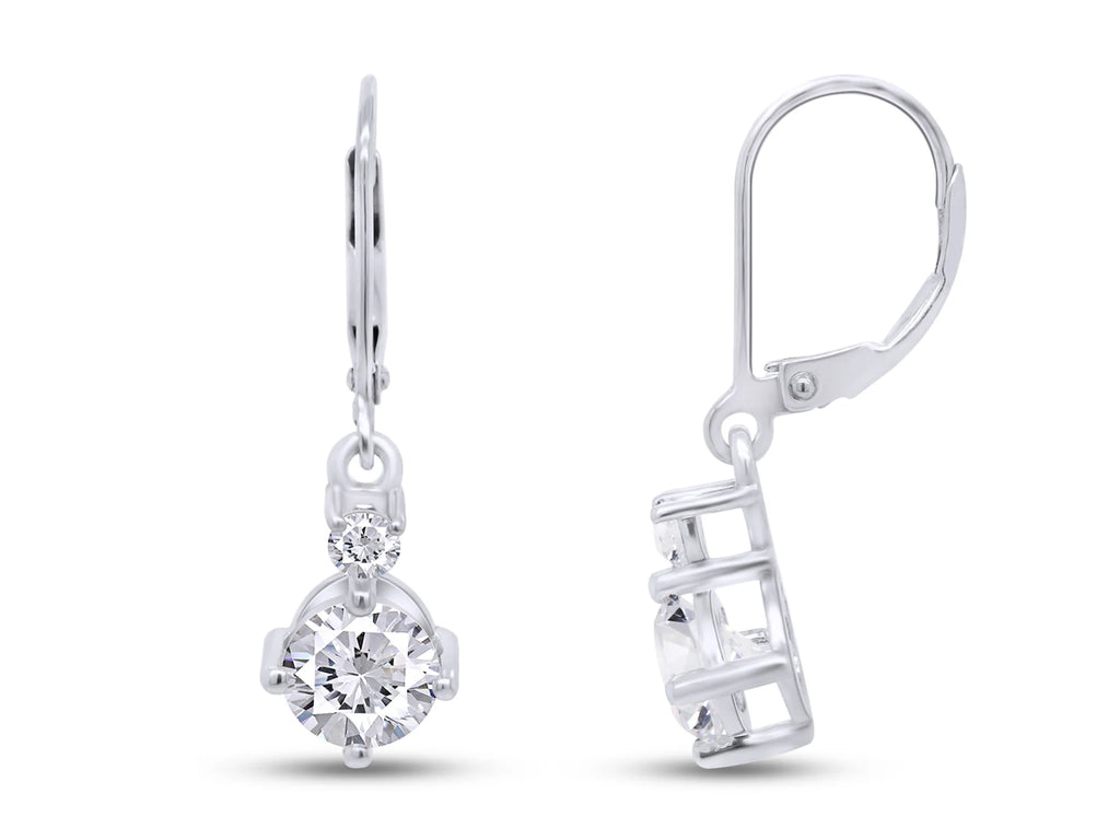 14K White Gold Over Sterling Silver Moissanite Dangle Drop Earrings B344555