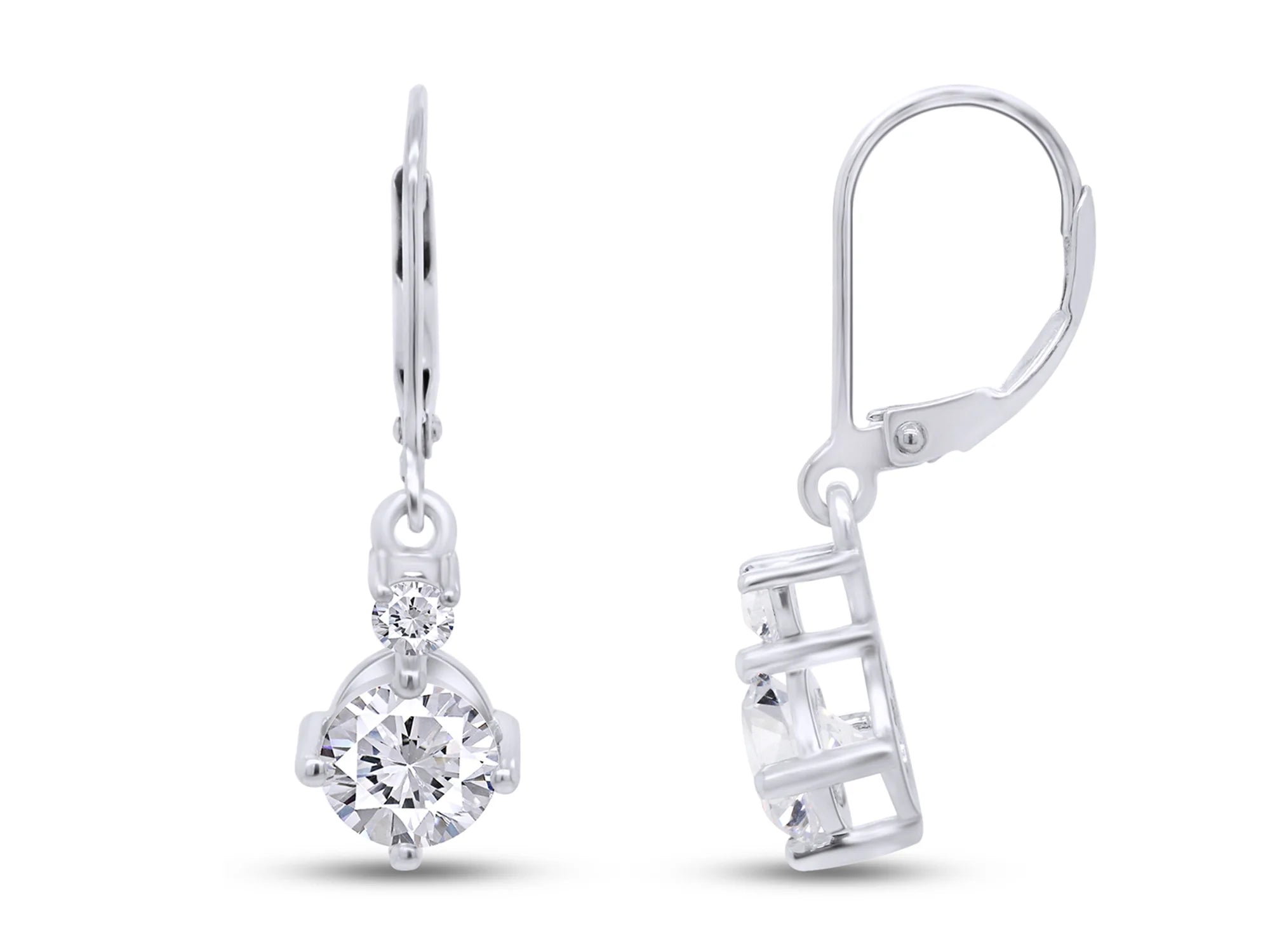 14K White Gold Over Sterling Silver Moissanite Dangle Drop Earrings B344555