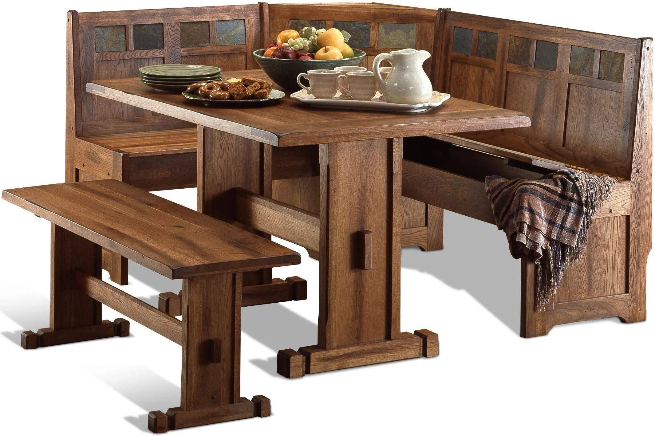 Rustic Oak Breakfast Nook Set V526869