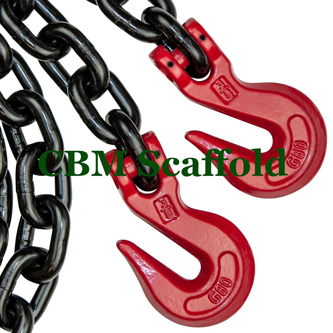 Grade 80 Black Binder Safety Chain with Grab Hooks, 3/8 x 20', 7100 lbs U3740