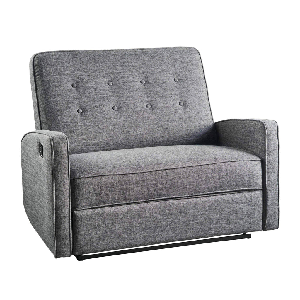 Gray Buttoned Fabric Reclining Loveseat O49381