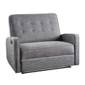 Gray Buttoned Fabric Reclining Loveseat O49381