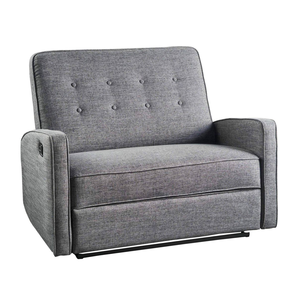 Gray Buttoned Fabric Reclining Loveseat O49381