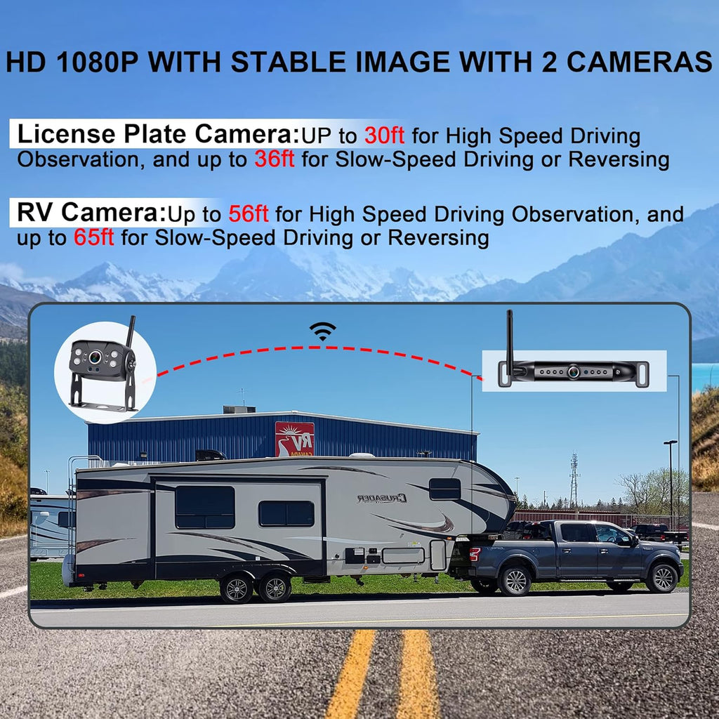 Wireless Backup Camera HD 1080P 7 Inch Monitor with Adapter Infrared Night Vision Y971