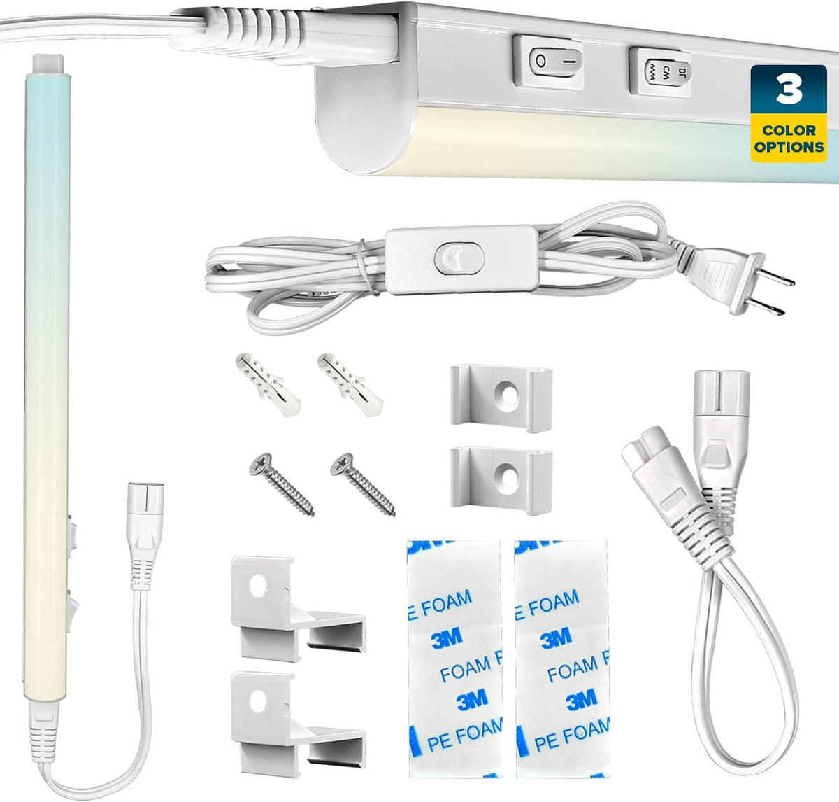 34 Inch LED Under Cabinet Light Kit, Plug in, Linkable, 3 Color Option, 12W, 1200 Lumens J97981