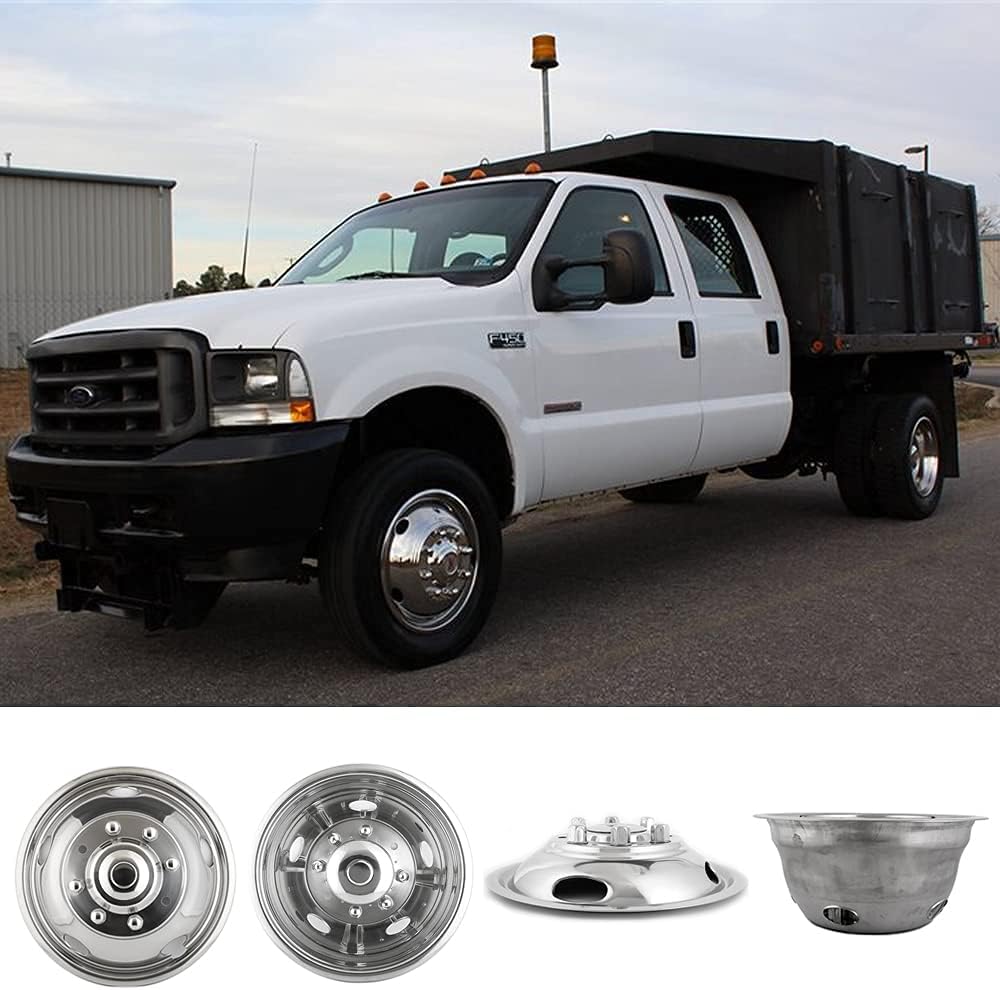 4pcs 19.5inch Polished Stainless Steel Dually Wheel Simulators with Installation Tool Kit F21868
