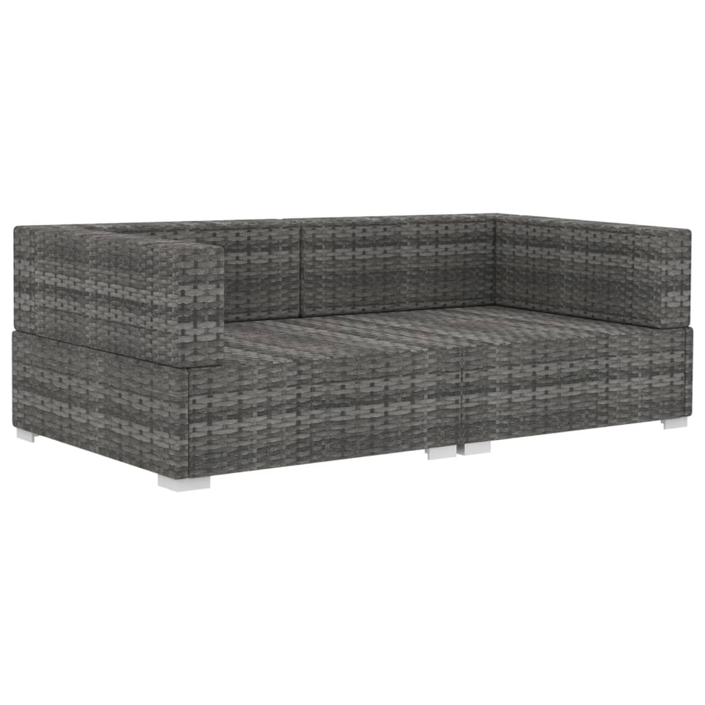 Gray Poly Rattan Patio Sofa Set with Cushions L5616