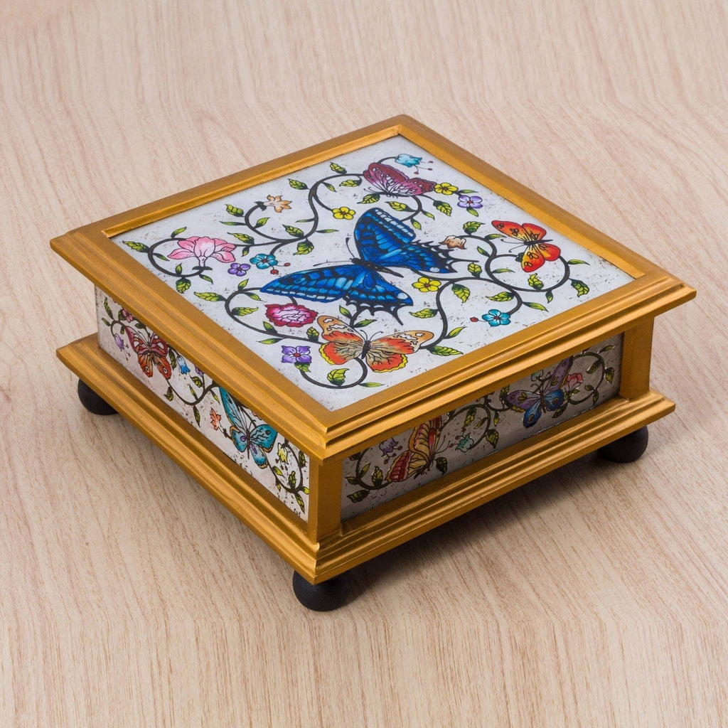 Ivory Reverse Painted Glass Decorative Box J664298