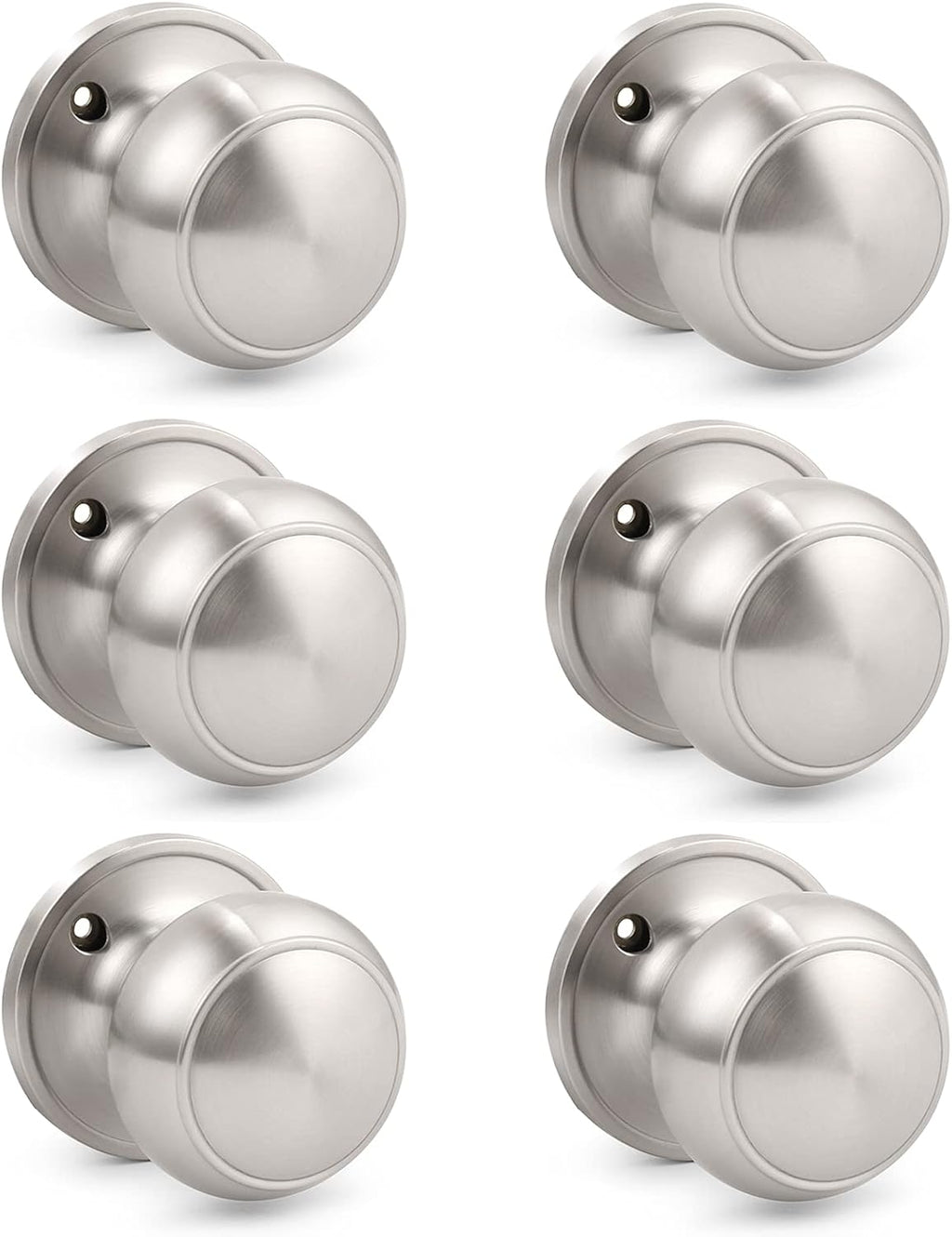 6 Pack Satin Nickel Stainless Steel Privacy Door Knobs F78187