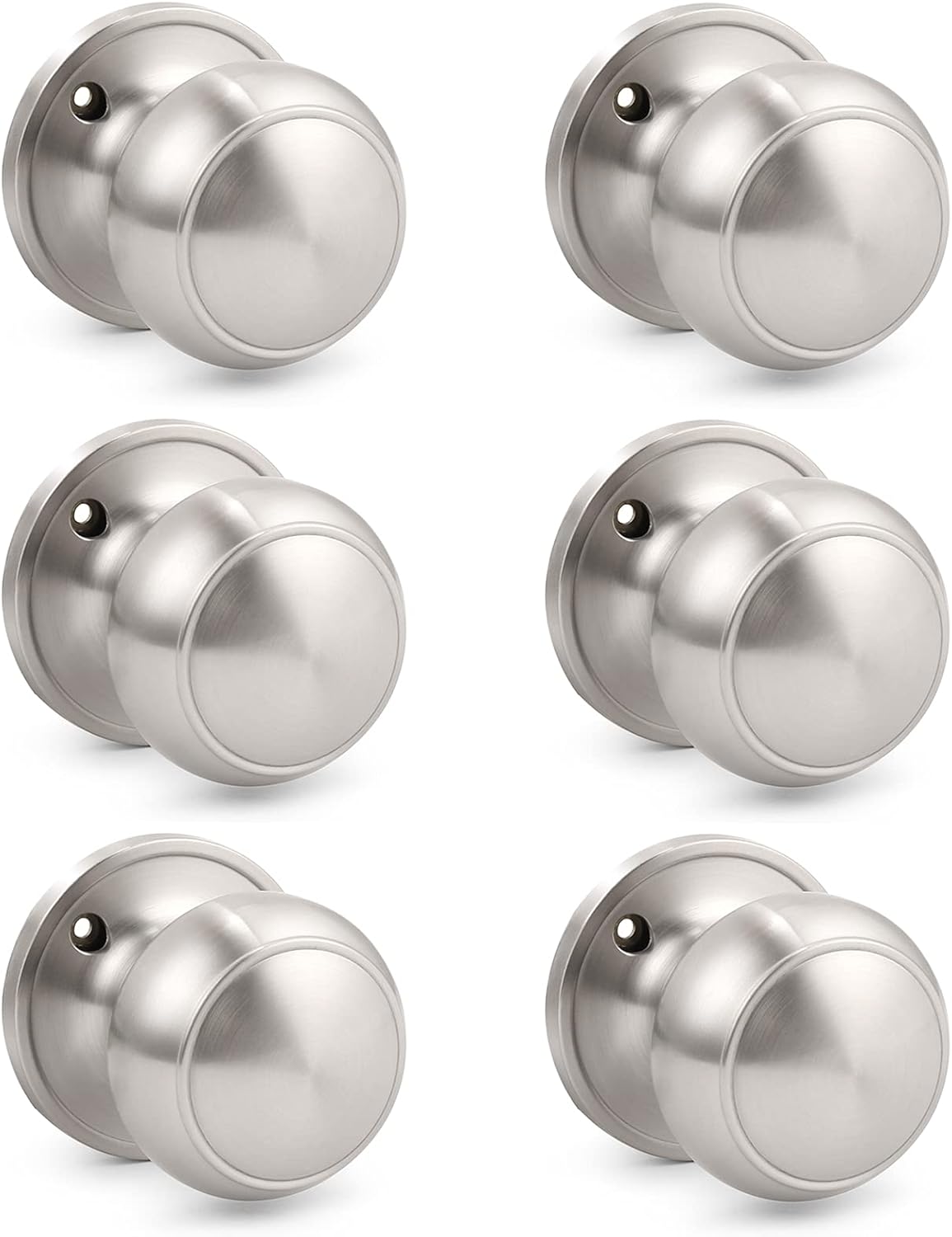 6 Pack Satin Nickel Stainless Steel Privacy Door Knobs F78187