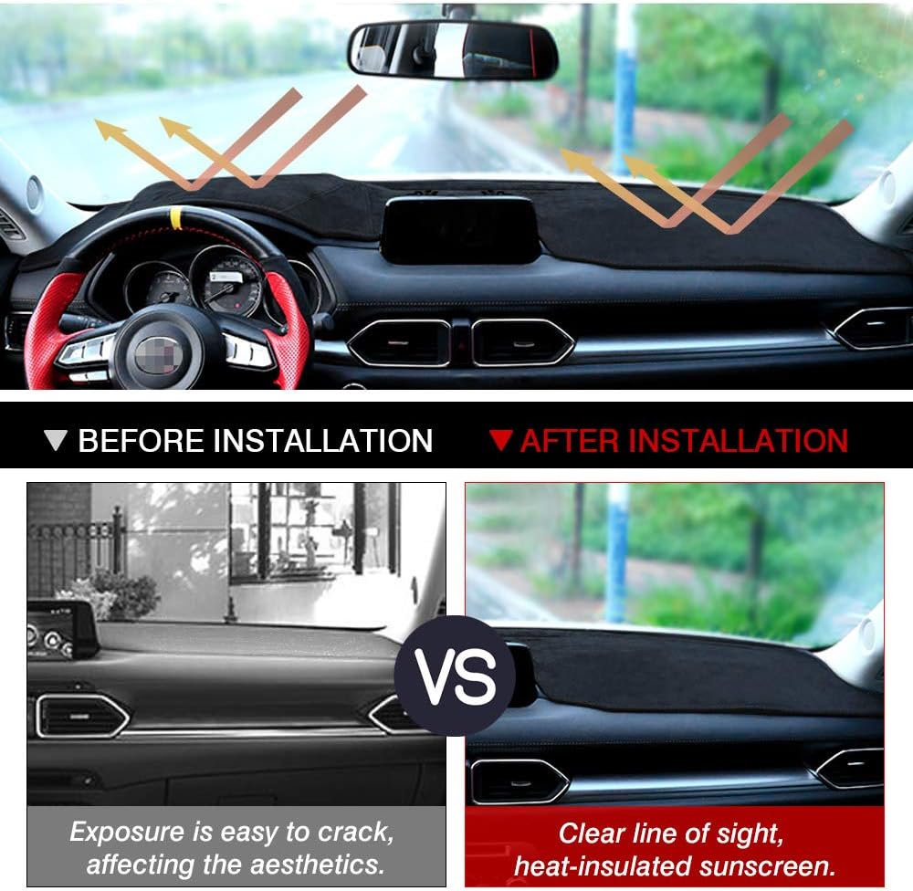 Dashboard Mat Cover for Mazda CX-5 2017-2022, Nonslip Dash Mat Protector, Pack of 2 Y117